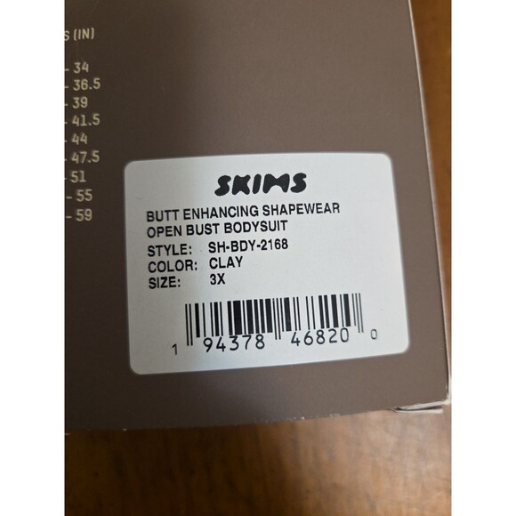 SKIMS Butt Enhancing Shapewear Open Bust Mid Thigh Bodysuit Sz 3X Clay New Open - Picture 9 of 9